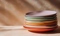A stack of plates with different colors Royalty Free Stock Photo