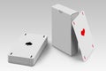 Playing cards with box and Two aces isolated on white Royalty Free Stock Photo