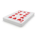 Stack of playing cards with the ten of hearts on top isolated on white deck Royalty Free Stock Photo
