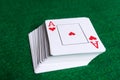 Stack of poker cards on the table Royalty Free Stock Photo