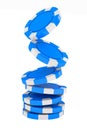 Stack of poker casino chips on white background. Isolated 3D illustration Royalty Free Stock Photo