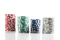 Stack of poker chips. over white isolated Royalty Free Stock Photo