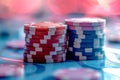 Stack of Poker Chips on Table Royalty Free Stock Photo