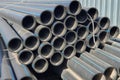 Stack of polypropylene PE water pipes