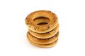 Stack of poppy bagels Royalty Free Stock Photo