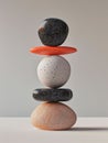 A stack of porcelain balls and bowls on a wooden table