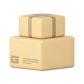 Stack of post parcel wrapped by craft paper isometric 3d icon realistic vector illustration