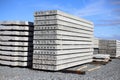 Stack of precast concrete slabs at a construction site