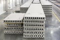 Stack of precast reinforced concrete slabs in factory workshop Royalty Free Stock Photo