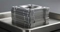 Stack of Precision Industrial Metal Flanges Royalty Free Stock Photo