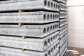 Stack of Prefabricated concrete slabs with hole for construction Royalty Free Stock Photo