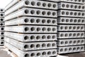 Stack of Prefabricated concrete slabs with hole for construction Royalty Free Stock Photo