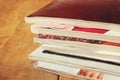 Stack of printed magazines Royalty Free Stock Photo