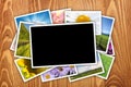 Stack of printed pictures collage Royalty Free Stock Photo