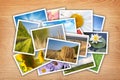 Stack of printed pictures collage Royalty Free Stock Photo