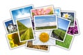 Stack of printed pictures collage Royalty Free Stock Photo