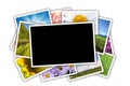 Stack of printed pictures collage Royalty Free Stock Photo