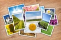 Stack of printed pictures collage Royalty Free Stock Photo