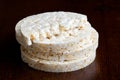 Stack of puffed rice cakes. Royalty Free Stock Photo