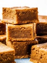 Stack of pumpkin fudge bars on a blue plate Royalty Free Stock Photo