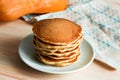 A Stack of Pumpkin Pancakes, copy space for your text. Royalty Free Stock Photo