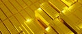 Stack of Pure gold bars background Stacked fine gold bars 1000g. copy space. 3d rendering Royalty Free Stock Photo