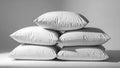 Stack of Pure White Pillows, Close Up, Neutral Lighting Studio Royalty Free Stock Photo