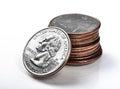 Stack quarter coins Royalty Free Stock Photo