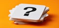 The Stack of Question Mark Cards on a Vibrant Orange Background AI generated image Royalty Free Stock Photo