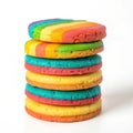 A stack of rainbow colored cookies Royalty Free Stock Photo