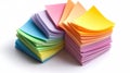 A stack of rainbow-colored sticky notes neatly organized on white background Royalty Free Stock Photo
