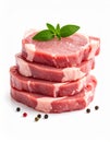 Stack of Raw Beef Steaks with Herbs and Peppercorns Royalty Free Stock Photo