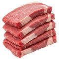 Stack of raw beef steaks isolated on white background Royalty Free Stock Photo