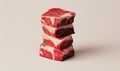 Stack of Raw Beef Steaks on Neutral Background Royalty Free Stock Photo