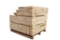 Stack of raw wood isolated on white background with clipping path, Lumber warehouse storage wooden. Timber goods storehouse. wood