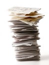 Organized Pile of Receipts and Order Confirmations on a Clean White Background Generative AI Royalty Free Stock Photo