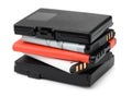 Stack of rechargeable lithium-ion batteries Royalty Free Stock Photo