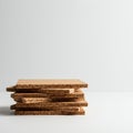 Stack of rectangular cork tiles arranged horizontally against a plain white background Royalty Free Stock Photo