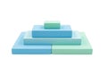 Stack of rectangular foam blocks in pyramid shape on white background Royalty Free Stock Photo