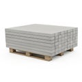 Stack of Gray Concrete Paving Slabs on a Wooden Pallet Isolated on White blocks stone Royalty Free Stock Photo