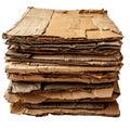 Stack Of Recycled Cardboard Sheets. Sustainable Packaging And Eco-Friendly Material Concept Isolated On Transparent Royalty Free Stock Photo