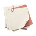 Stack of recycled paper sheets with red paper clip Royalty Free Stock Photo