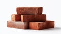 A stack of red bricks sits on a clean white background. These bricks are perfect for construction projects or home improvement Royalty Free Stock Photo