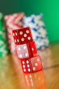 Stack of red casino dice Royalty Free Stock Photo