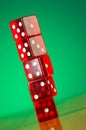 Stack of red casino dice against gradient Royalty Free Stock Photo