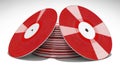 Stack of Red CDs with White Accents Royalty Free Stock Photo