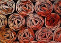 Stack of red Chinese bamboo scroll