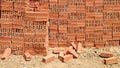 Stack of red clay bricks Royalty Free Stock Photo