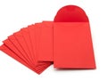 Stack of red envelopes isolated on white background Royalty Free Stock Photo