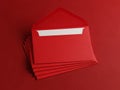 Stack of red envelopes isolated on white background Royalty Free Stock Photo